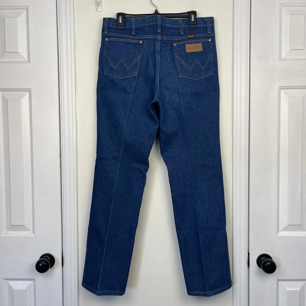 VTG Wrangler Cowboy Cut Slim Jeans 35x32 Dark Wash Denim‎ Blue High Rise 936DEN